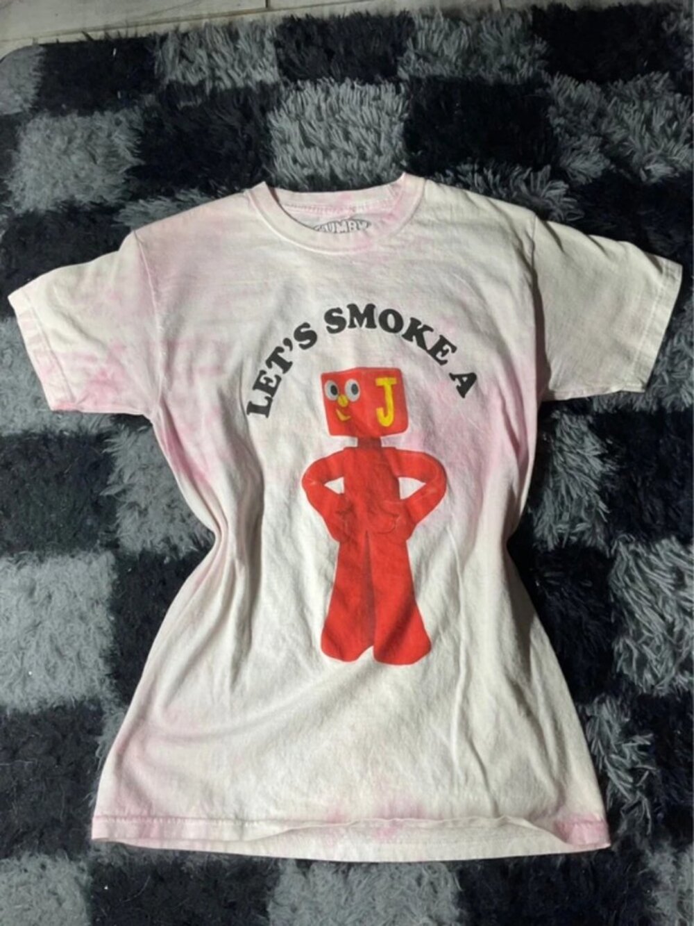 Pink tie-dye cotton graphic tee Gumby